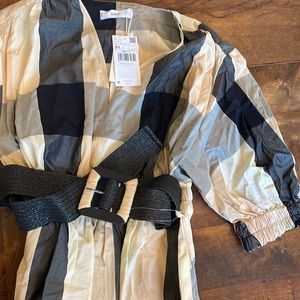 Mango Check belt dress